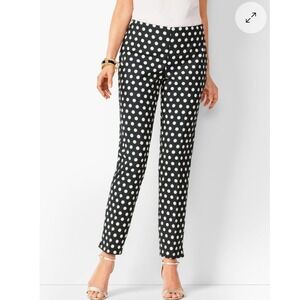 Talbots Petites Chatham Black White Polka Dot Slim‎ Leg Ankle Pants 10P